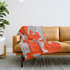 Exotic Pink Tigers on Bold Orange Animal Pattern Throw Blanket Gallery Image 1