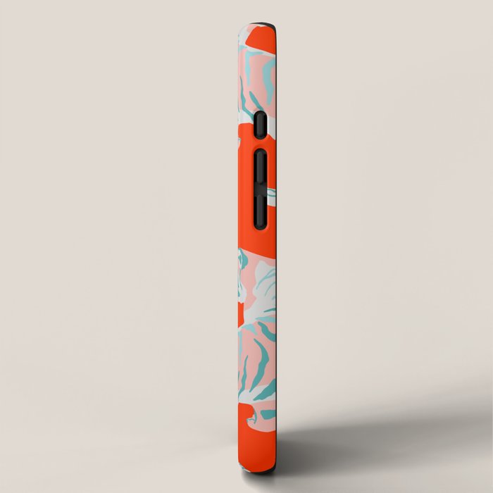 Exotic Pink Tigers on Bold Orange Animal Pattern iPhone Case Gallery Image 2