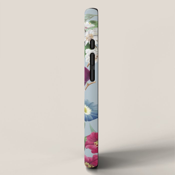 Summer Fruits Botanical Illustration Collage In Blue  iPhone Case Gallery Image 2