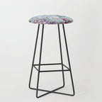Summer Fruits Botanical Illustration Collage In Blue  Stool Gallery Image 1