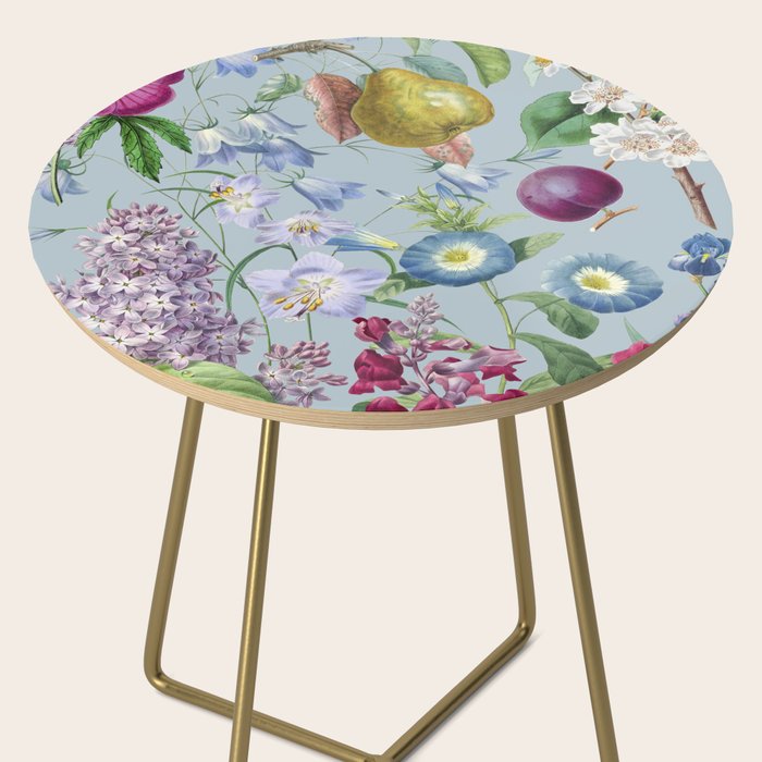 Summer Fruits Botanical Illustration Collage In Blue  Side Table Gallery Image 2