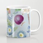 Summer Fruits Botanical Illustration Collage In Blue  Coffee Mug Gallery Image 1