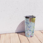 Summer Fruits Botanical Illustration Collage In Blue  Travel Mug Gallery Image 4