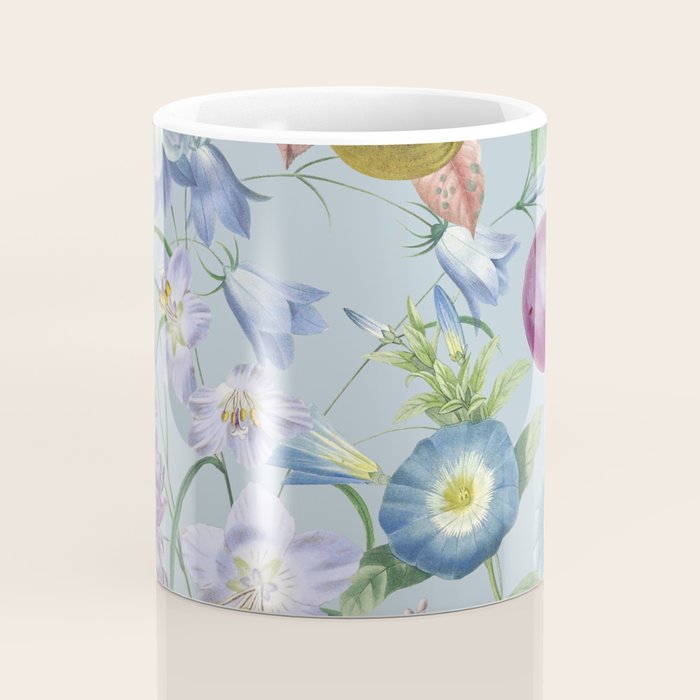 Summer Fruits Botanical Illustration Collage In Blue  Coffee Mug Gallery Image 4