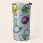Summer Fruits Botanical Illustration Collage In Blue  Travel Mug Gallery Image 2