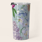 Summer Fruits Botanical Illustration Collage In Blue  Travel Mug Gallery Image 3