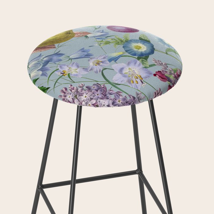 Summer Fruits Botanical Illustration Collage In Blue  Stool Gallery Image 2