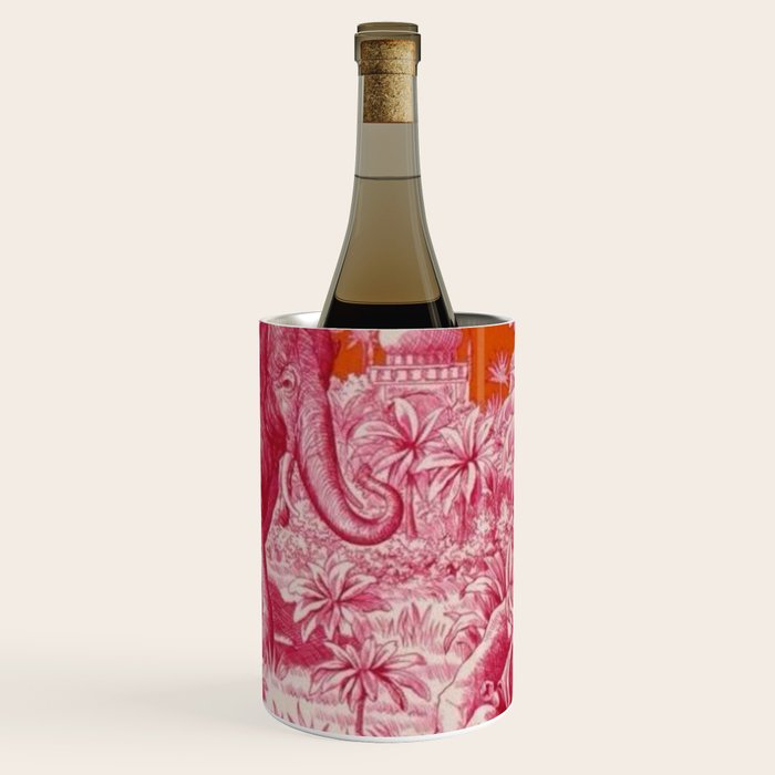 Toile de Jouy - pink and orange Wine Chiller Gallery Image 3