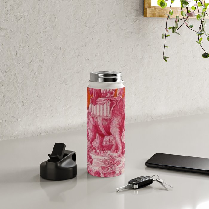 Toile de Jouy - pink and orange Water Bottle Gallery Image 4