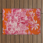 Toile de Jouy - pink and orange Outdoor Rug Gallery Image 1