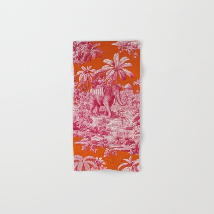 Toile de Jouy - pink and orange Bath Towel Gallery Image 1