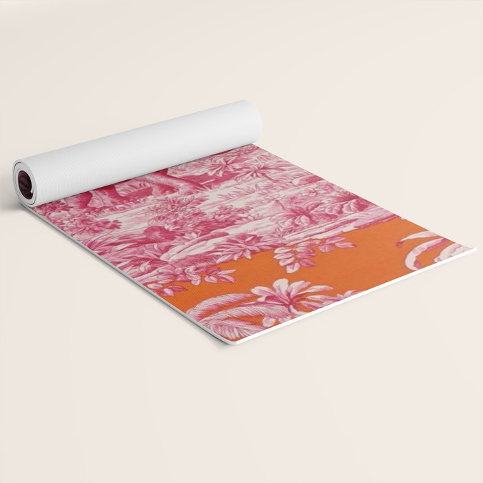 Toile de Jouy - pink and orange Yoga Mat Gallery Image 2