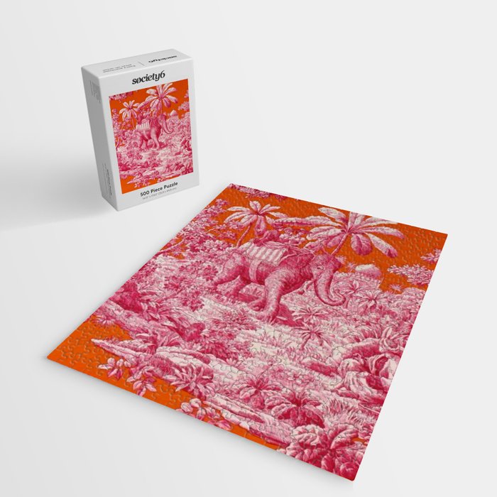 Toile de Jouy - pink and orange Jigsaw Puzzle Gallery Image 2