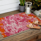 Toile de Jouy - pink and orange Outdoor Rug Gallery Image 2