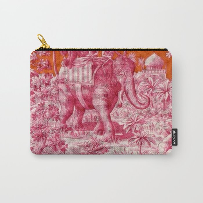 Toile de Jouy - pink and orange Carry All Pouch Gallery Image 1