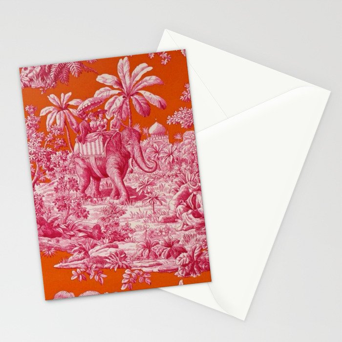 Toile de Jouy - pink and orange Stationery Card Gallery Image 2