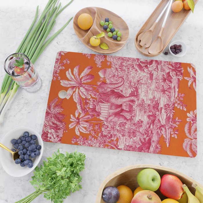 Toile de Jouy - pink and orange Cutting Board Gallery Image 2