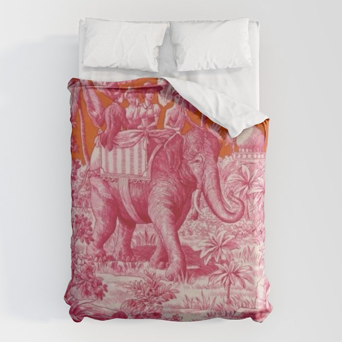 Toile de Jouy - pink and orange Duvet Cover Gallery Image 6