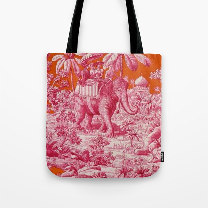 Toile de Jouy - pink and orange Tote Bag Gallery Image 1