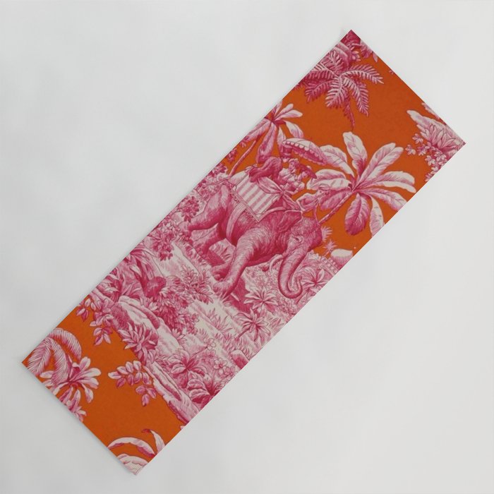 Toile de Jouy - pink and orange Yoga Mat Gallery Image 1