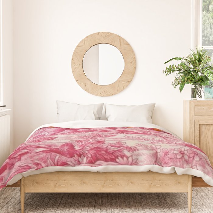 Toile de Jouy - pink and orange Duvet Cover Gallery Image 3