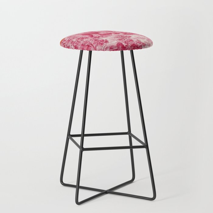 Toile de Jouy - pink and orange Stool Gallery Image 1