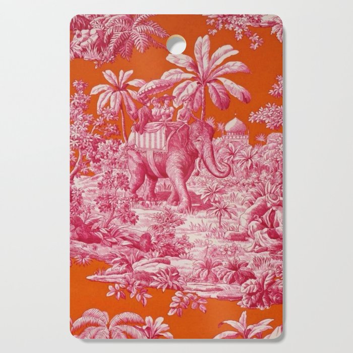 Toile de Jouy - pink and orange Cutting Board Gallery Image 1