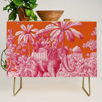Toile de Jouy - pink and orange Credenza Gallery Image 1