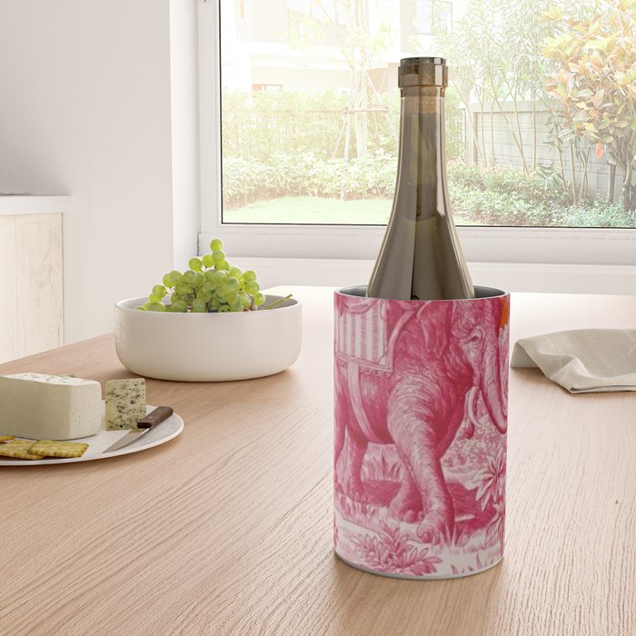 Toile de Jouy - pink and orange Wine Chiller Gallery Image 4