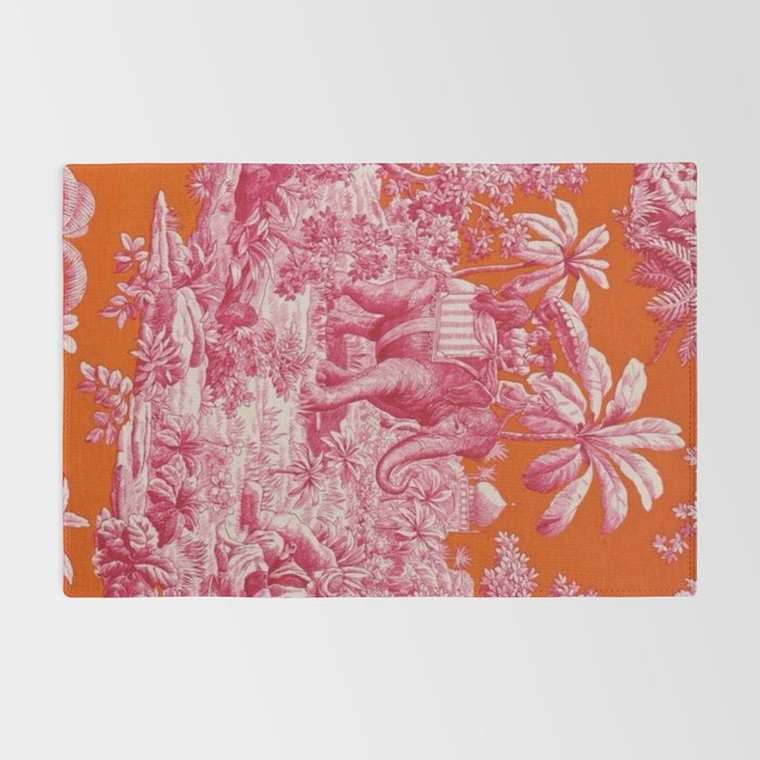 Toile de Jouy - pink and orange Rug Gallery Image 2