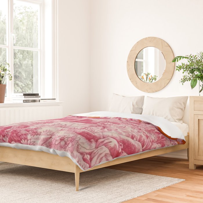 Toile de Jouy - pink and orange Duvet Cover Gallery Image 2
