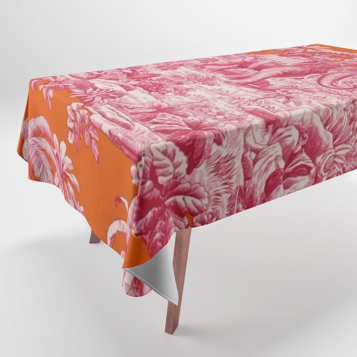 Toile de Jouy - pink and orange Tablecloth Gallery Image 1