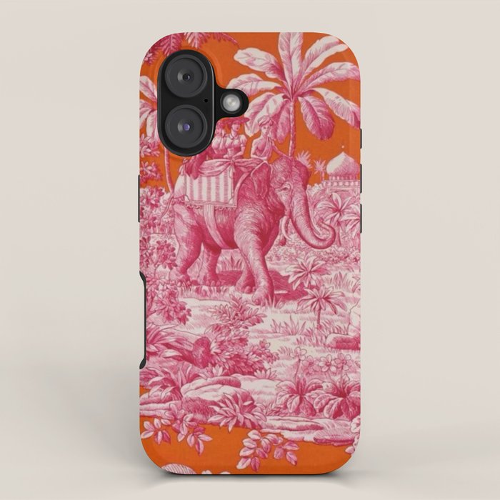 Toile de Jouy - pink and orange iPhone Case Gallery Image 1
