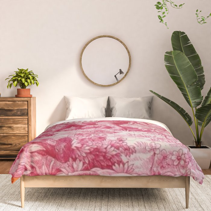 Toile de Jouy - pink and orange Comforter Gallery Image 3