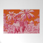 Toile de Jouy - pink and orange Welcome Mat Gallery Image 1