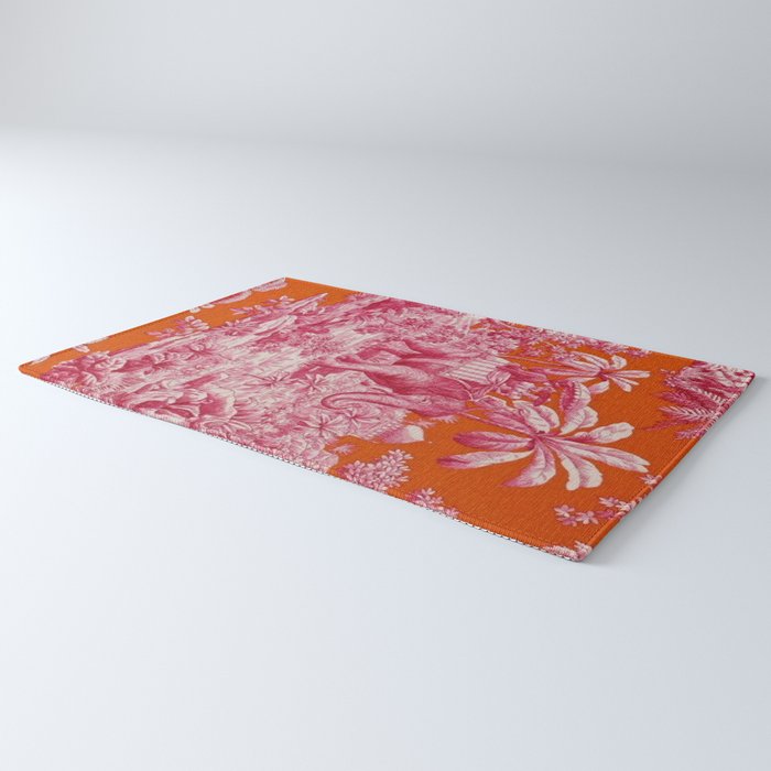 Toile de Jouy - pink and orange Rug Gallery Image 3