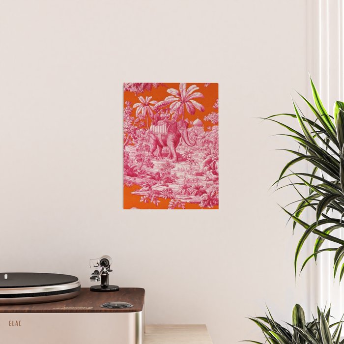 Toile de Jouy - pink and orange Poster Gallery Image 2