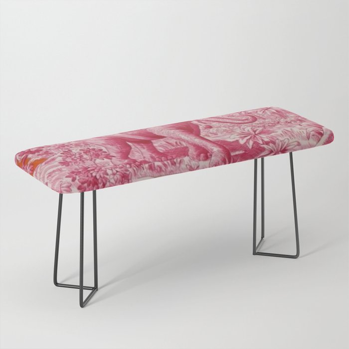 Toile de Jouy - pink and orange Bench Gallery Image 1