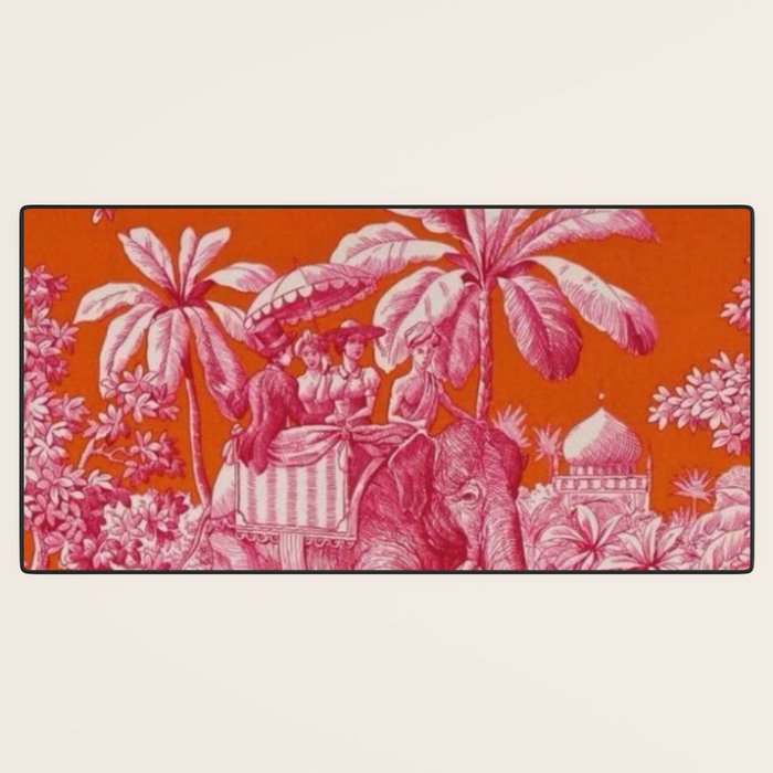 Toile de Jouy - pink and orange Desk Mat Gallery Image 3