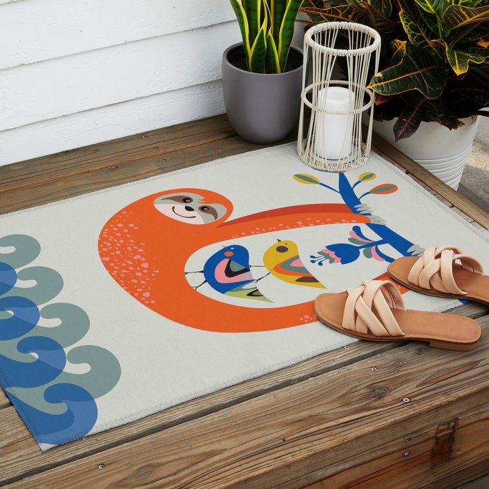 Mid Century Sloth Outdoor Rug Gallery Image 2