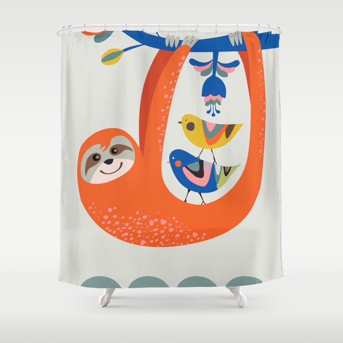 Mid Century Sloth Shower Curtain Gallery Image 1