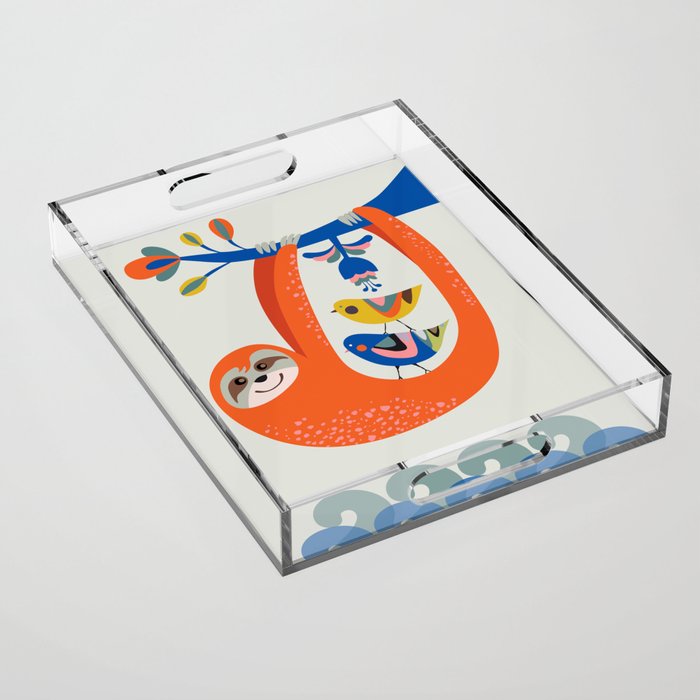 Mid Century Sloth Acrylic Tray Gallery Image 1