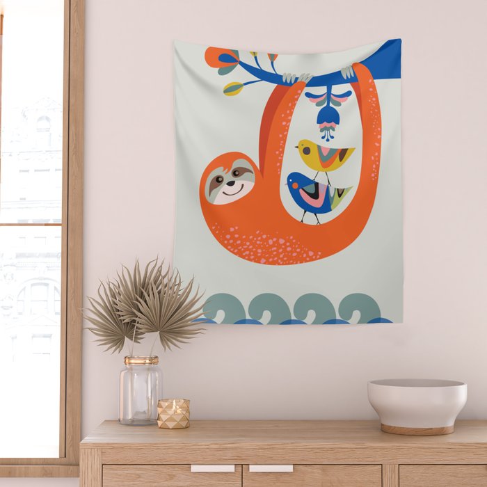 Mid Century Sloth Wall Tapestry Gallery Image 2