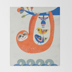 Mid Century Sloth Throw Blanket Gallery Image 2
