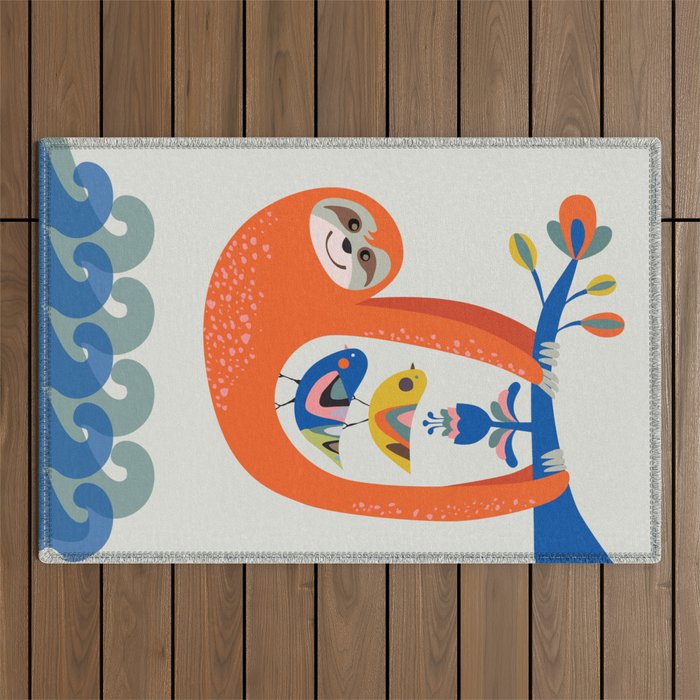 Mid Century Sloth Outdoor Rug Gallery Image 1