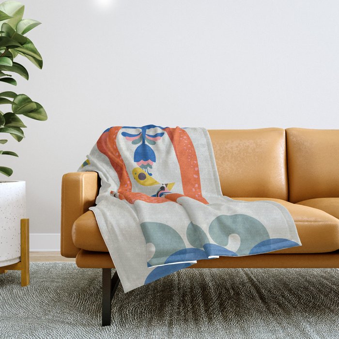 Mid Century Sloth Throw Blanket Gallery Image 1