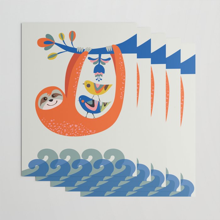 Mid Century Sloth Wrapping Paper Gallery Image 3