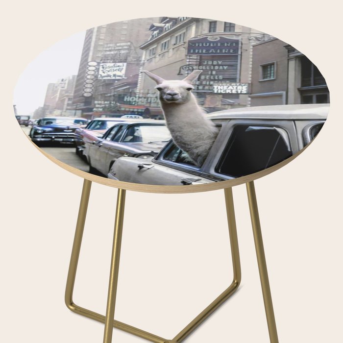 Llama Riding In Taxi In Color Side Table Gallery Image 2