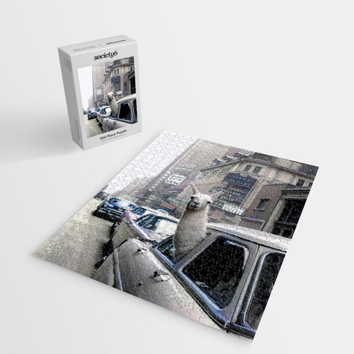 Llama Riding In Taxi In Color Jigsaw Puzzle Gallery Image 2