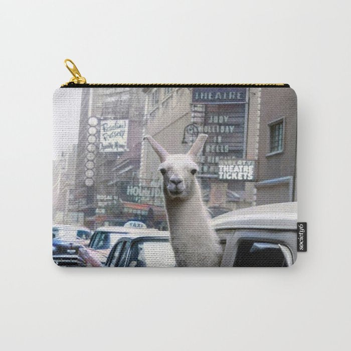Llama Riding In Taxi In Color Carry All Pouch Gallery Image 1